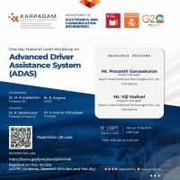 One day national level workshop on Advanced Driver Assistance System(ADAS) 2023 Workshop Poster
